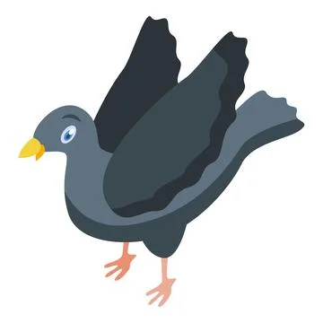 Gray pigeon flapping its wings isometric view Stock Illustration