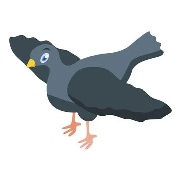 Gray pigeon standing spreading its wings isometric view Stock Illustration
