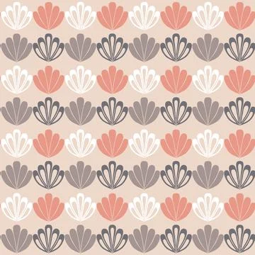 Gray pink clam shell on dark background seamless pattern nautical theme Illustrazione stock