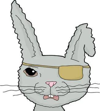 Gray Pirate Rabbit Stock Illustration