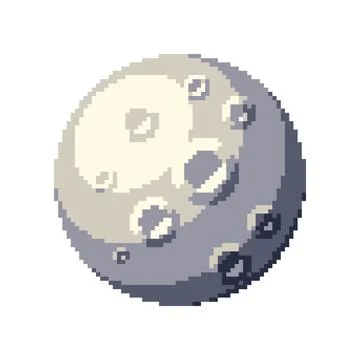 Gray Pixel Moon with Craters Vector Stock Illustration