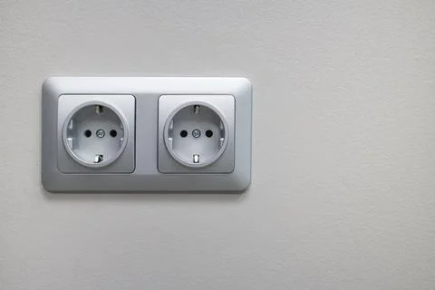 Gray plastic double socket European standard Stock Photos