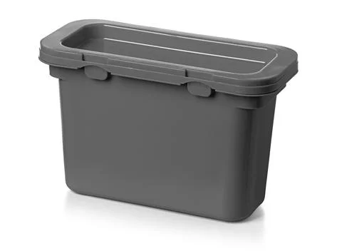 Gray plastic kitchen compost bin isolated on white background Stock Photos