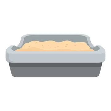 Gray plastic litter box filled with sand for cat hygiene Stock Illustration