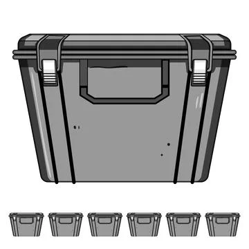 Gray plastic toolbox storing tools and equipment Illustrazione stock