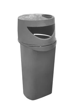 Gray plastic trash container isolated on white background Stock-Fotos