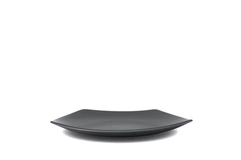 Gray plate empty on isolated Stock Photos