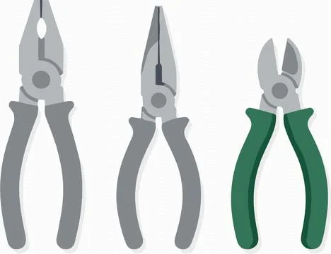Gray Pliers Hand Tool Cartoon Vector Illustration Stock Illustration