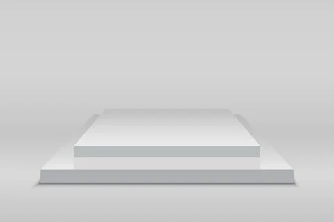 Gray podium, platform for presentation. Presentation circle of white platform Stock Illustration