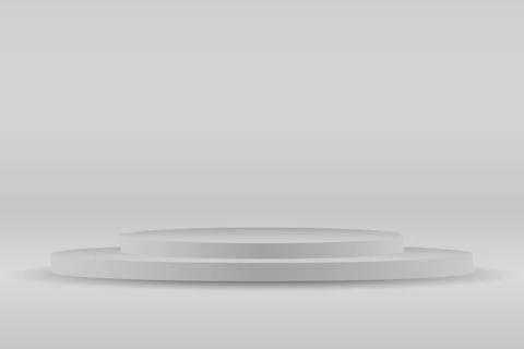 Gray podium, platform for presentation. Presentation circle of white platform Stock Illustration