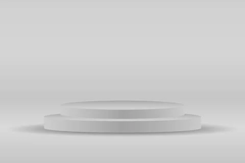 Gray podium, platform for presentation. Presentation circle of white platform Stock Illustration