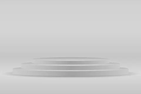 Gray podium, platform for presentation. Presentation circle of white platform Stock Illustration