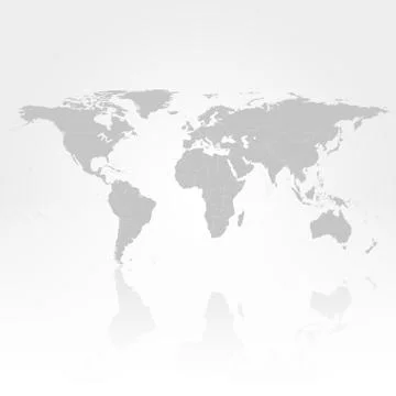 Gray Political World Map Vector Stock Illustration