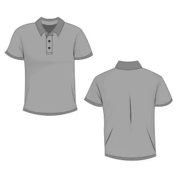 Gray polo template in front, side and back views Stock Illustration
