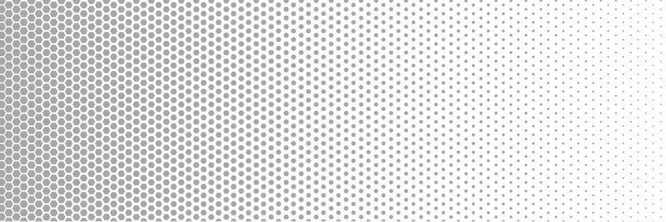 Gray polygon halftone dots effect. Horizontal halftone effect. Stock Illustration
