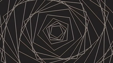 Gray Polygon Wireframe Tunnel With Rotating Geometric Vortex 스톡 동영상 343223926