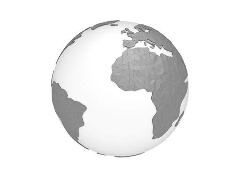 Gray polygonal planet. 3d render earth globe illustration Stock Illustration
