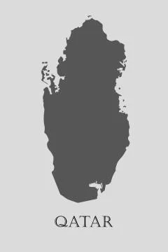 Gray Qatar map - vector illustration Stock Illustration