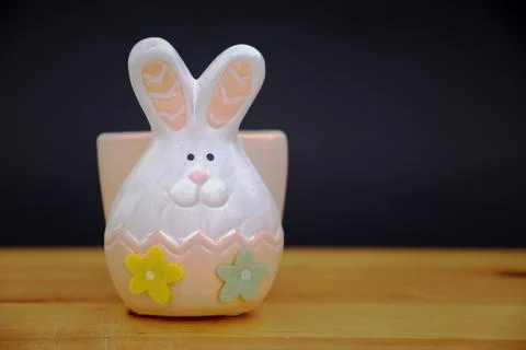 Gray rabbit bunny on a white background Stock Photos
