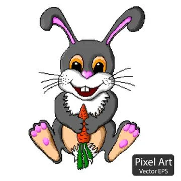 Gray rabbit with carrot Stock Illustration