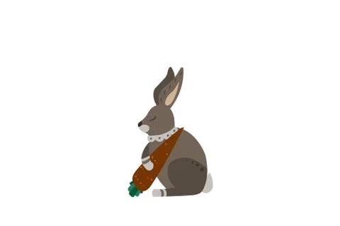 Gray rabbit with carrot Stock Illustration
