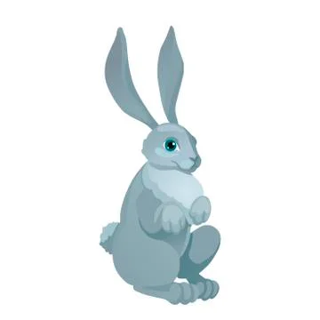 Gray rabbit is standin. Vector cartoon illustration Stock Illustration