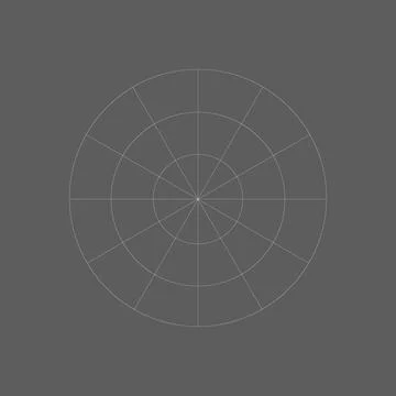 Gray Radar Chart Template with Circular Grid Stock Illustration