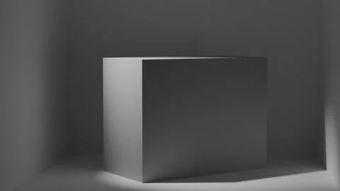 Gray rectangular object in empty room with soft light and shadows, minimalist Stock Illustration