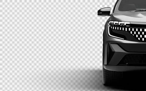 Gray Renault Austral 2024 front half render on transparent background. Stock Illustration