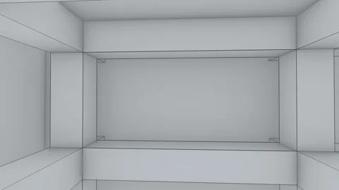 Gray Rendered Room With Step Structure Stock Footage 320828667