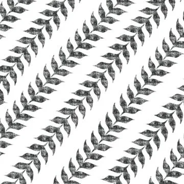 Gray Repeating Leaf Branch Pattern On White Background Illustrazione stock