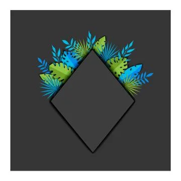 Gray rhombus background with leaves Stockillustratie