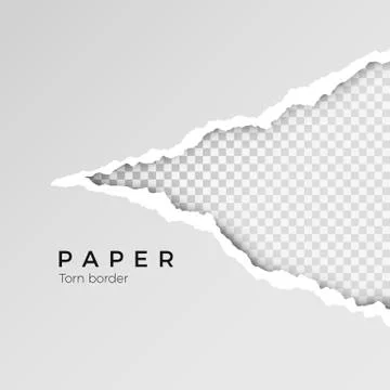Gray ripped open paper with transparent background. Torn paper sheet. Paper t Stock Illustration