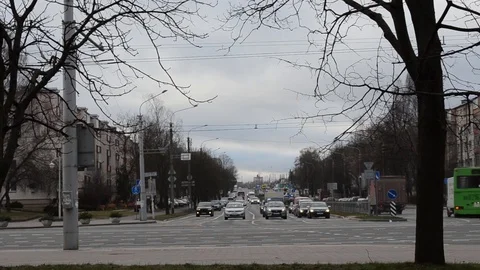 Gray road with transport Stock Footage 103340174