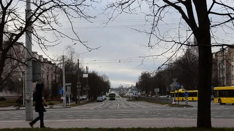 Gray road with transport Stock Footage 103340226