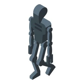 Gray robot walking in isometric style Stock Illustration