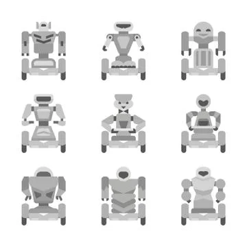 Gray robots collection イラスト素材