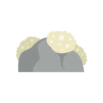 Gray rock with lichen growing on it isolated on white background Stock Illustration