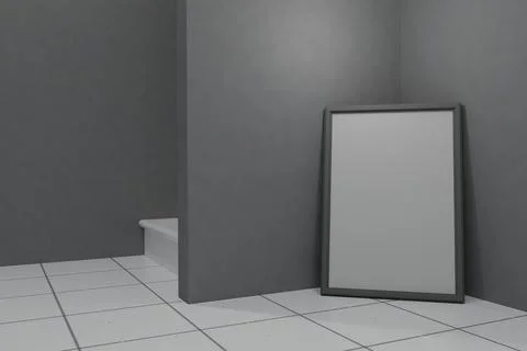 Gray room with a blank framed mirror Stock Illustration
