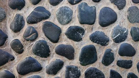 Gray Rough Abstract Shape Stone wall and moss Stock Photos