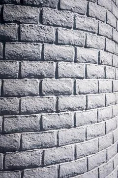 Gray Rounded Turret Wall - Light From Right Side Foto stock