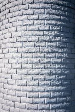 Gray Rounded Turret Wall - Light From Left Side Foto stock