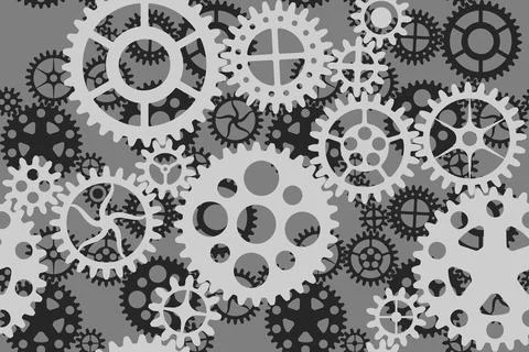 Gray scale gears seamless pattern Stock Illustration