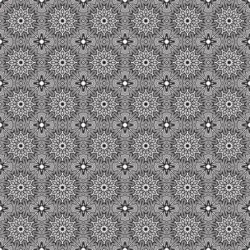 Gray seamless ornate mandala pattern background textile design Stock-Illustration
