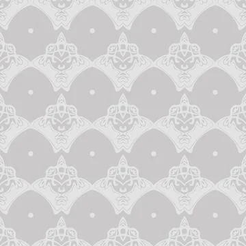 Gray seamless pattern Art Nouveau floral style and circle イラスト素材