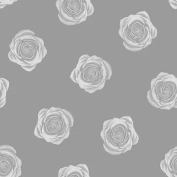 Gray seamless pattern of roses. 3d illustration Stock Illustration