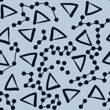 Gray Seamless pattern with triangles and connected spots on a background. Vector Stock Illustration