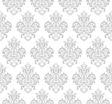 Gray Seamless Repeating Vector Pattern. Elegant Design in Baroque Stock Illustration