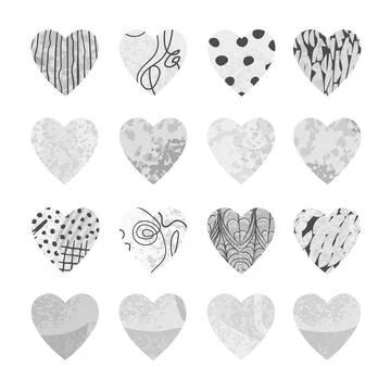 Gray set with hearts shape for Valentine day Stock Illustration