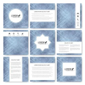 Gray set of square template brochure. Business, science, medicine and technology Stock Illustration
